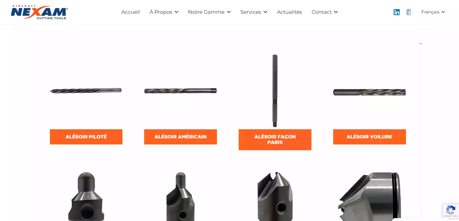 Écran de sélection de produit